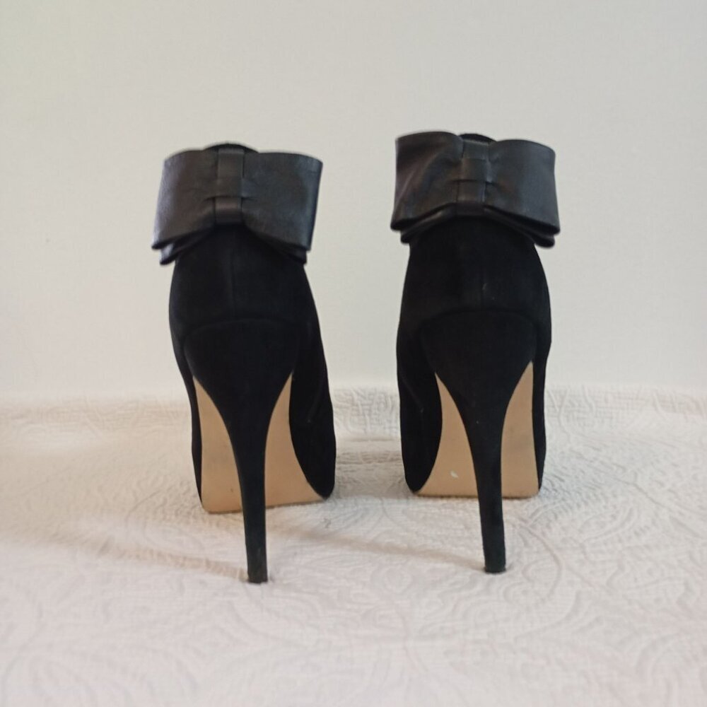 Dolce Vita Womens Black Suede Ankle Boots With Bow Detail Size 9 Stiletto Heel M